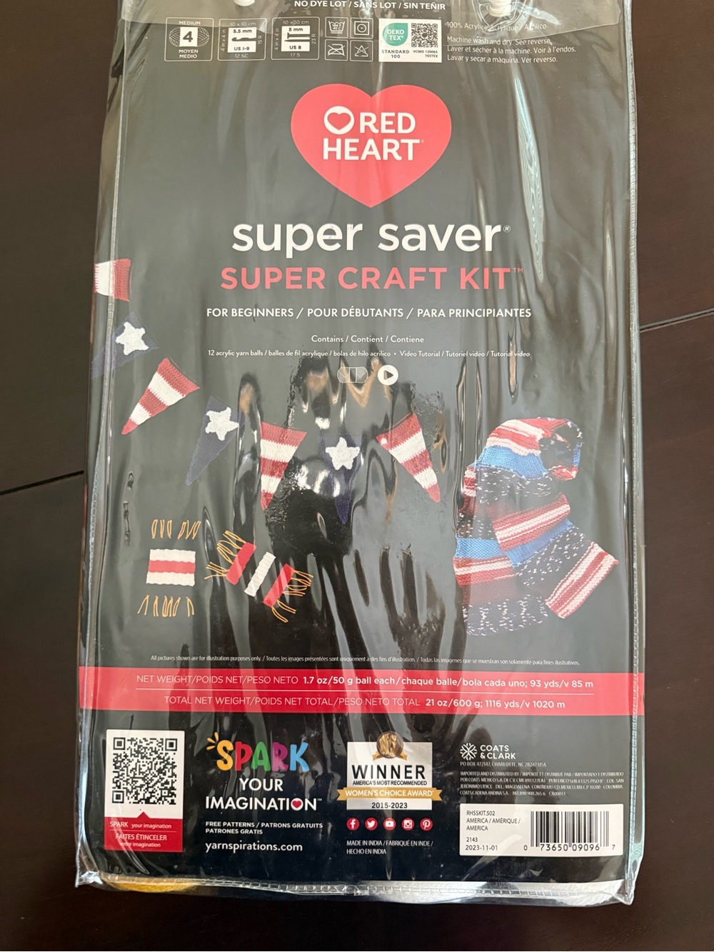 Red Heart Super Saver Super Craft Kit - White, Red and Blue (Color America)